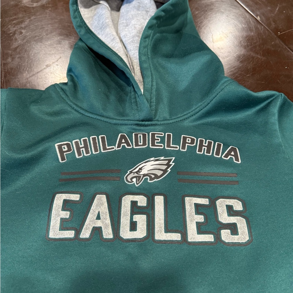 NFL Team Apparel Girls Glitter Philadelphia Eagles Sweatshirt